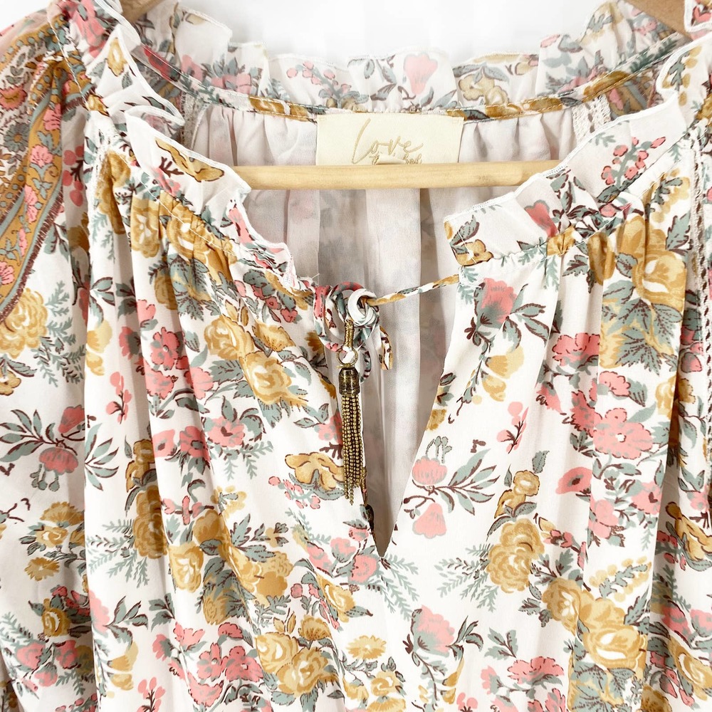 Anthropologie Love the Label Floral Print Long Sleeve Mini Dress Size M